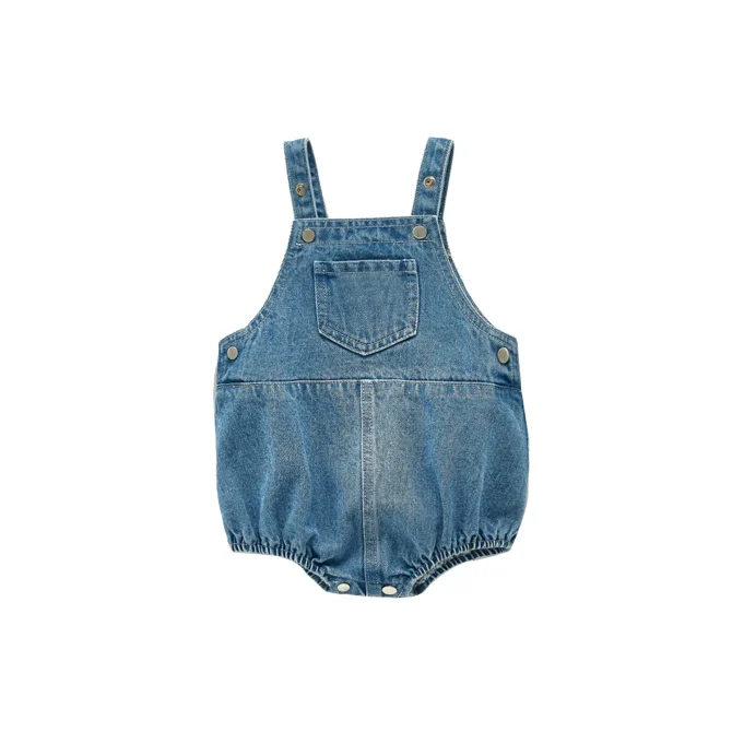 Spring And Autumn Newborn Infant Baby Boys And Girls Cowboy Sleeveless Rompers - Image 4