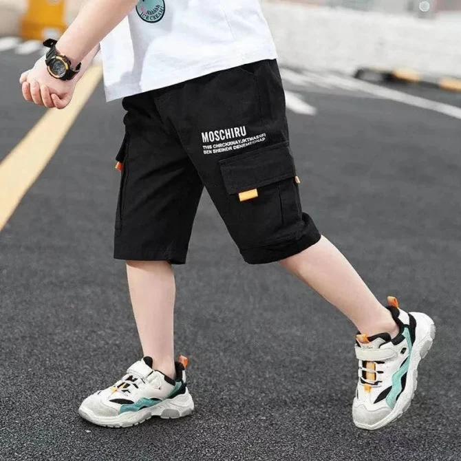 3 Color New Summer Casual Letter Short Trousers For Kids 4-14 Years - Image 4