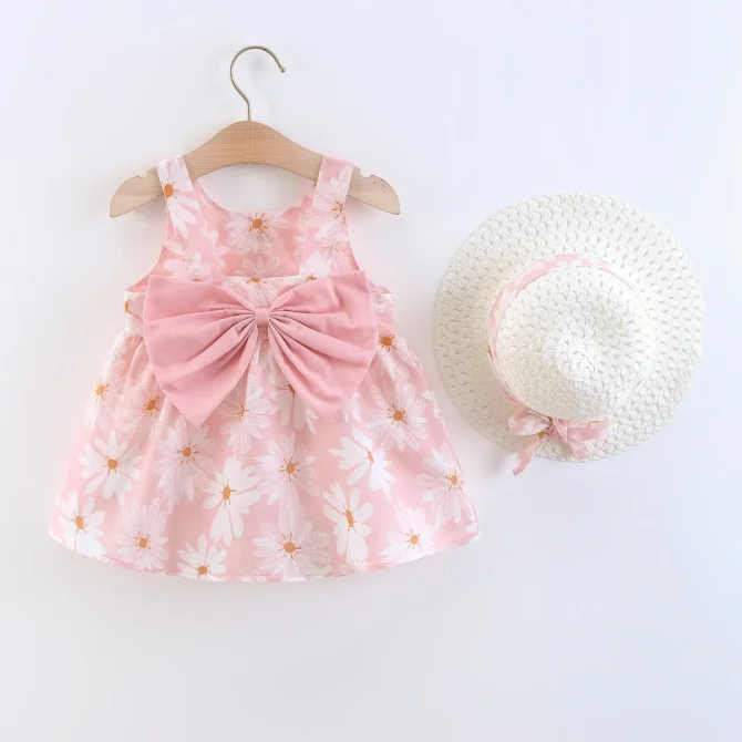 Summer New Girls Floral Print Little Fresh Everyday Sweet Princess Dress with Bow - Image 4