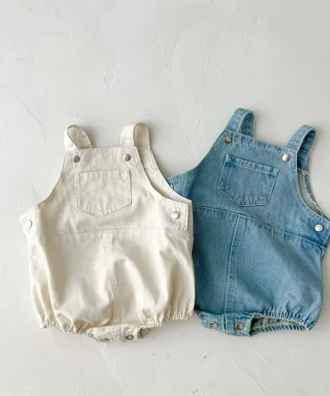 Spring And Autumn Newborn Infant Baby Boys And Girls Cowboy Sleeveless Rompers