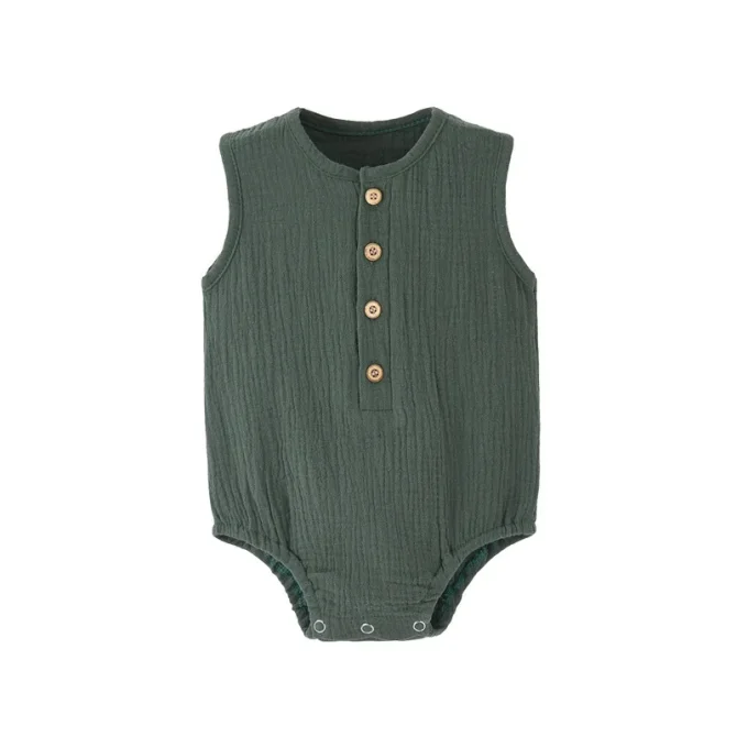 Baby Boy Girl Bodysuit Sleeveless Cotton Linen Romper Newborn Jumpsuit - Image 6