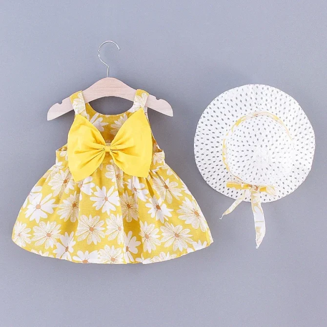 Summer New Girls Floral Print Little Fresh Everyday Sweet Princess Dress with Bow - Image 3