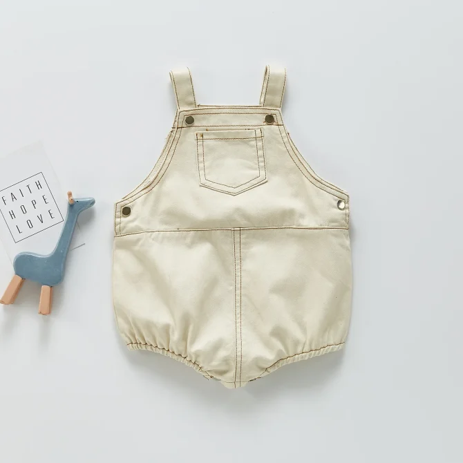 Spring And Autumn Newborn Infant Baby Boys And Girls Cowboy Sleeveless Rompers - Image 3