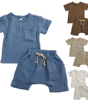 2 Pieces Cotton Newborn Baby Girl Romper T-shirts and Shorts Set