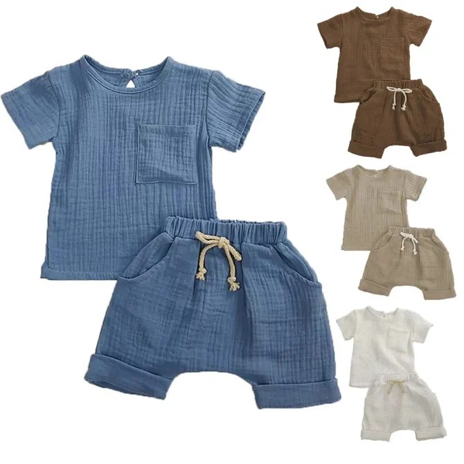 2 Pieces Cotton Newborn Baby Girl Romper T-shirts and Shorts Set