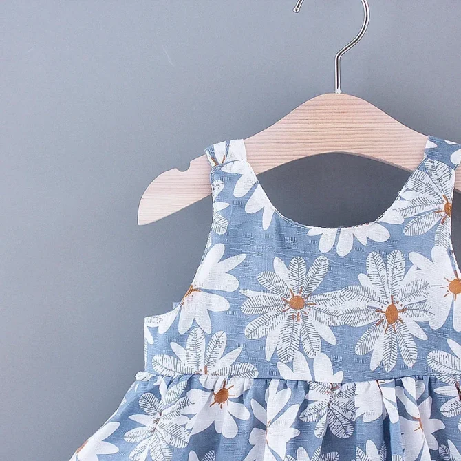 Summer New Girls Floral Print Little Fresh Everyday Sweet Princess Dress with Bow - Image 6