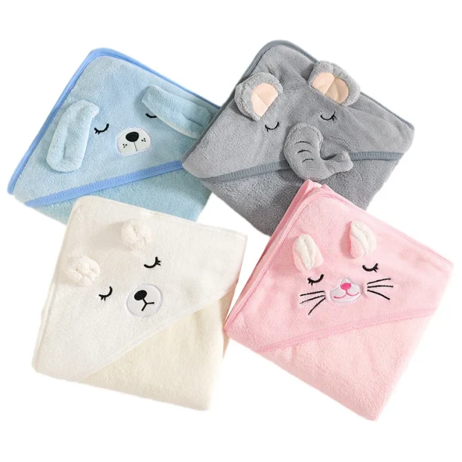 Cartoon Animal Baby Bath Soft Newborn Hooded Towel Blankets - Image 2