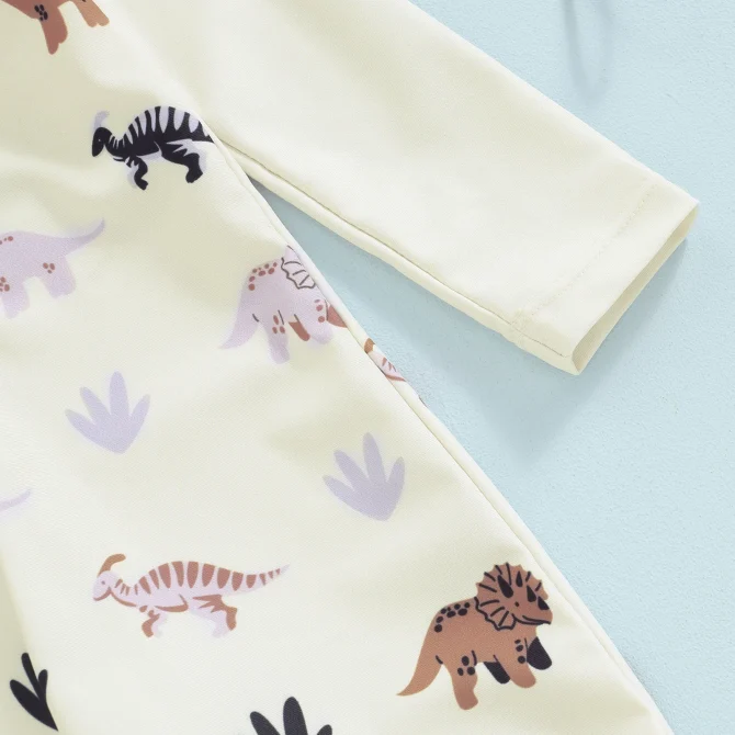 Toddler Baby Boy Whale Print Long Sleeve Rash Guard Swimsuit and Sun Hat - Image 2