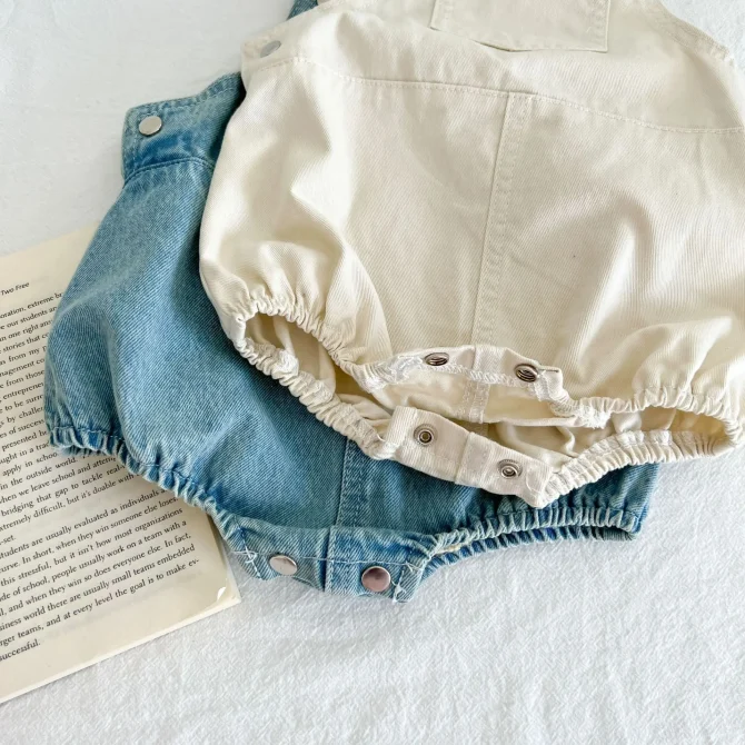 Spring And Autumn Newborn Infant Baby Boys And Girls Cowboy Sleeveless Rompers - Image 6
