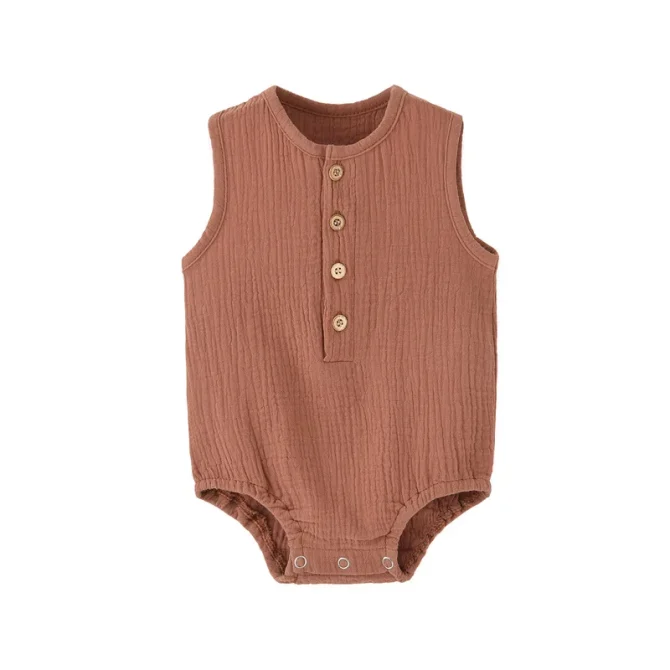 Baby Boy Girl Bodysuit Sleeveless Cotton Linen Romper Newborn Jumpsuit - Image 2