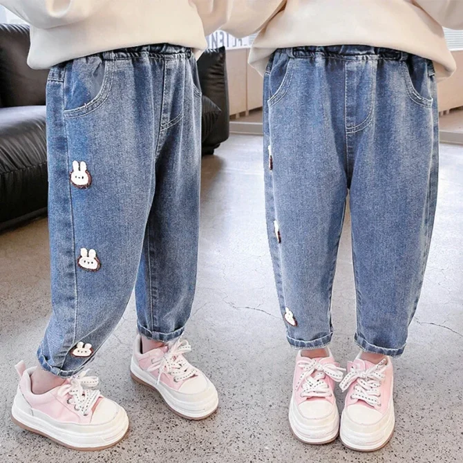 Kids Baby Girls Casual Denim Clothing Pants Bottoms 1 2 3 4 5 6 7 Years - Image 2