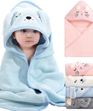Cartoon Animal Baby Bath Soft Newborn Hooded Towel Blankets