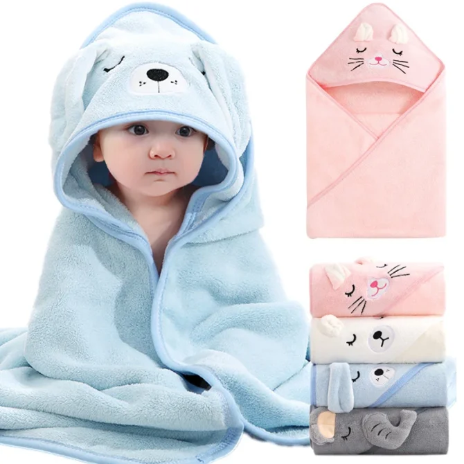 Cartoon Animal Baby Bath Soft Newborn Hooded Towel Blankets