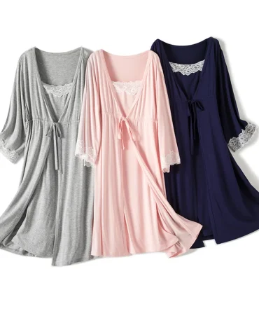 Maternity Robe Pajama For Hospital Nightgown Pregnant Women