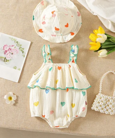 Summer Suspenders Bodysuit for Baby Girls 0-2Y
