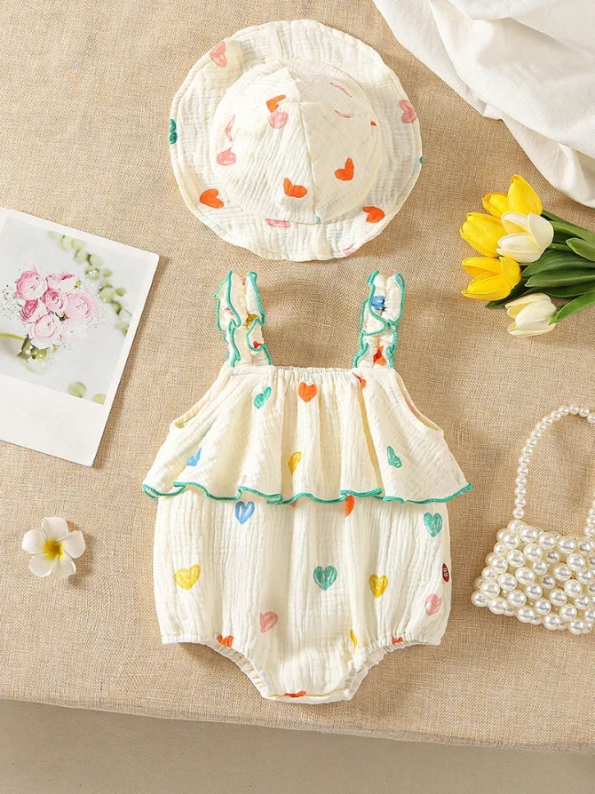 Summer Suspenders Bodysuit for Baby Girls 0-2Y