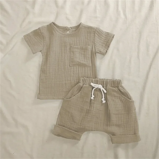 2 Pieces Cotton Newborn Baby Girl Romper T-shirts and Shorts Set - Image 5