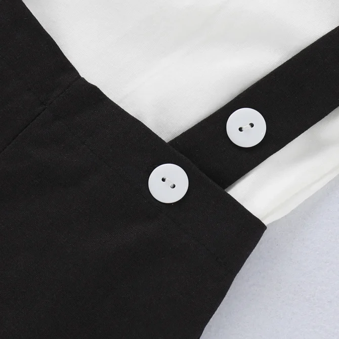 Mini Gentleman Formal Costumes Short Sleeve Shirt With Bow + Romper 2 Pcs Set - Image 4