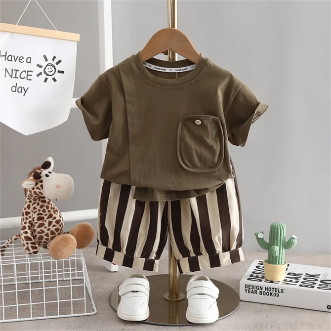 Summer Toddler Newborn Baby Boy Clothes Sets T-shirt+Pants - Image 2