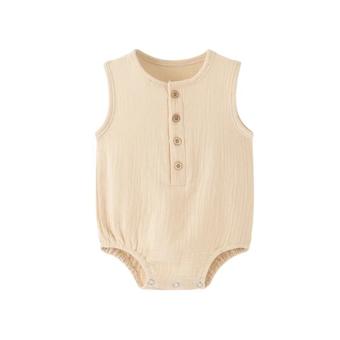 Baby Boy Girl Bodysuit Sleeveless Cotton Linen Romper Newborn Jumpsuit - Image 7