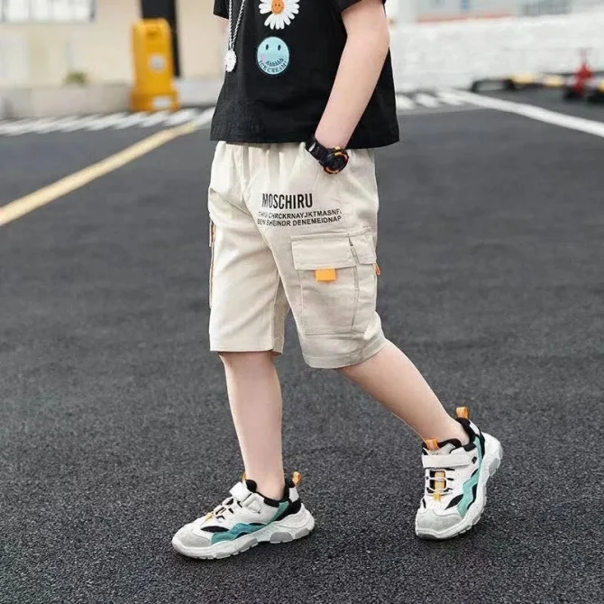 3 Color New Summer Casual Letter Short Trousers For Kids 4-14 Years - Image 2