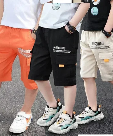 3 Color New Summer Casual Letter Short Trousers For Kids 4-14 Years