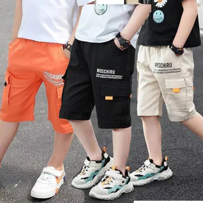 3 Color New Summer Casual Letter Short Trousers For Kids 4-14 Years