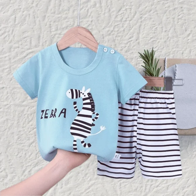 T-shirt+Shorts 2-Piece Cotton Clothing Set Pajamas 0-6 Y