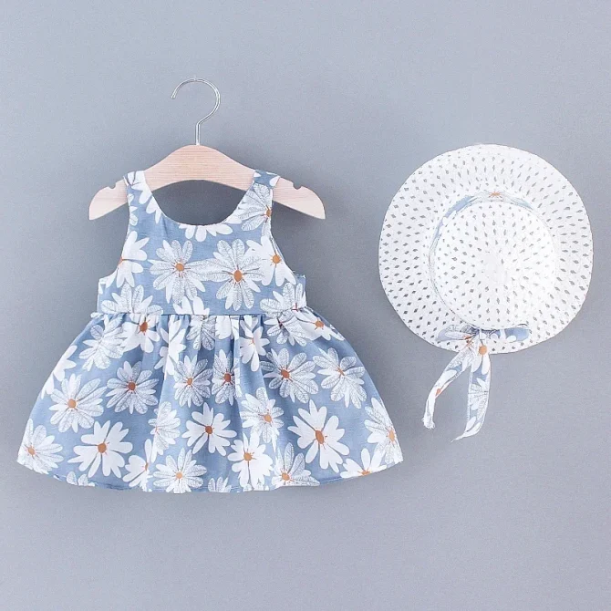 Summer New Girls Floral Print Little Fresh Everyday Sweet Princess Dress with Bow - Image 2
