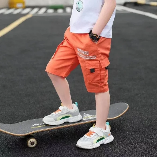 3 Color New Summer Casual Letter Short Trousers For Kids 4-14 Years - Image 3