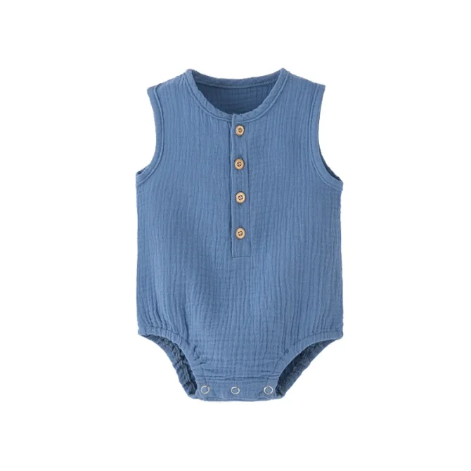 Baby Boy Girl Bodysuit Sleeveless Cotton Linen Romper Newborn Jumpsuit - Image 4