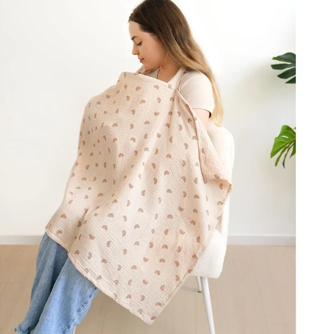 Muslin Privacy Nursing Covers for Breastfeeding with Arch Neckline