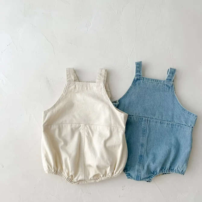 Spring And Autumn Newborn Infant Baby Boys And Girls Cowboy Sleeveless Rompers - Image 2