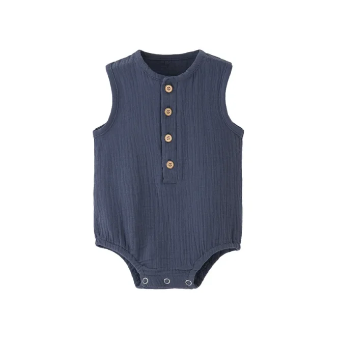 Baby Boy Girl Bodysuit Sleeveless Cotton Linen Romper Newborn Jumpsuit - Image 3