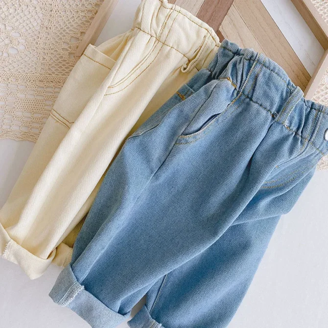Autumn Fashion Denim Kids Baby Girls and Boys Jeans Straight Toddler Pants - Image 2