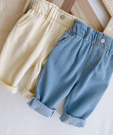 Autumn Fashion Denim Kids Baby Girls and Boys Jeans Straight Toddler Pants