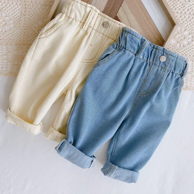 Autumn Fashion Denim Kids Baby Girls and Boys Jeans Straight Toddler Pants